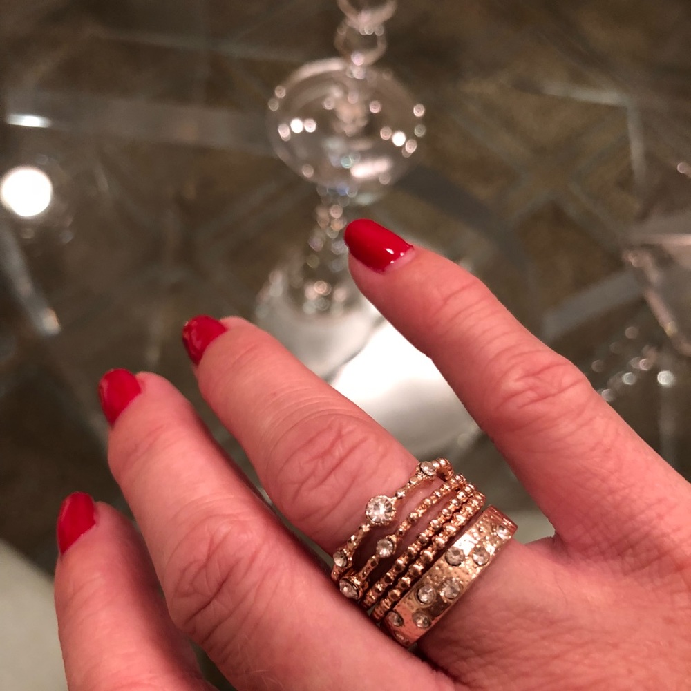 ✨Rose Gold Plated Crystal Stacked Rings✨ - Picture 3 of 6